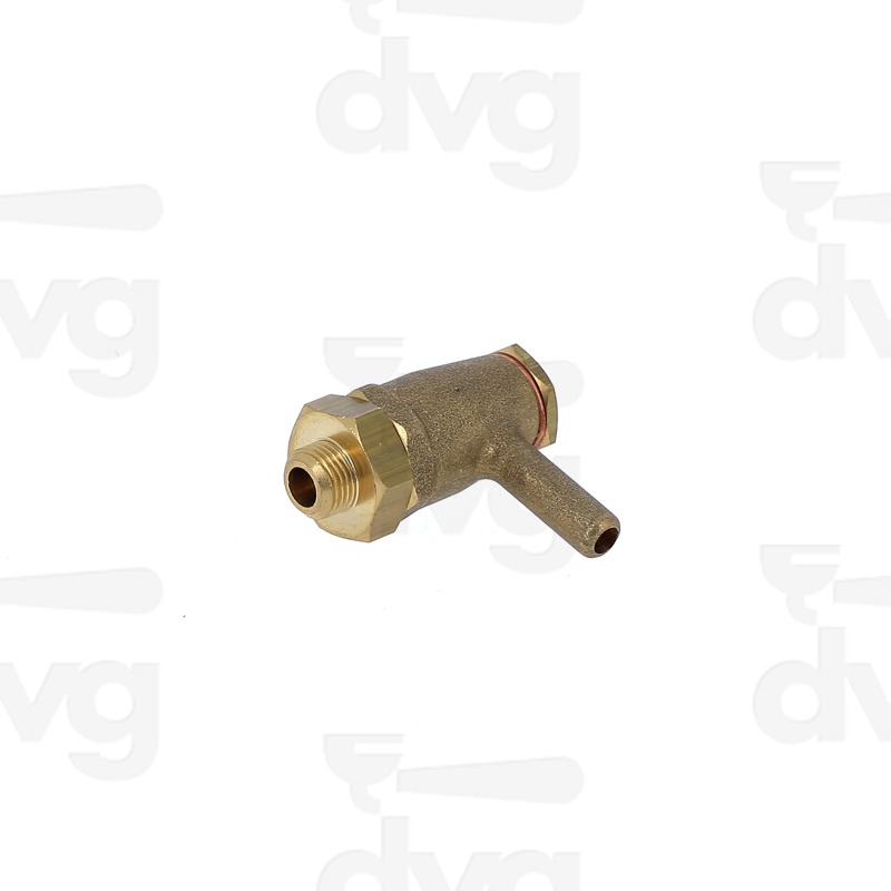 VALVOLA SFIATO 1/8'' CON PORTA GOMMA D.6,5MM A 90°